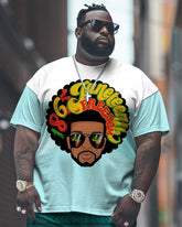 Men's Plus Size Juneteenth Black History Month Photo Print T-Shirt Pants Suit